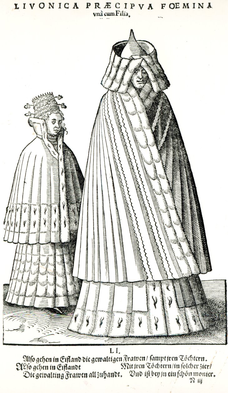 Kostýmy livonské šlechtičny a její dcery, 1577 od Hans Weigel
