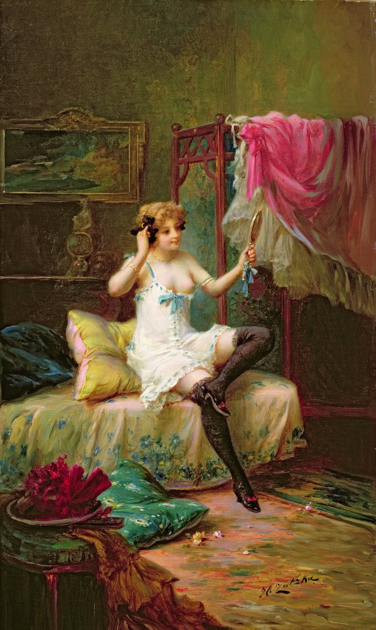 Dívka hledá v zrcadle od Hans Zatzka