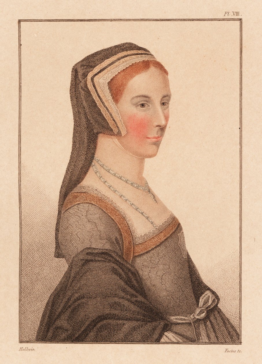 Anne Cresacre, 15 let, svěřenec sira Thomase More., 1812 (rytina) od Hans (after) Holbein the Younger