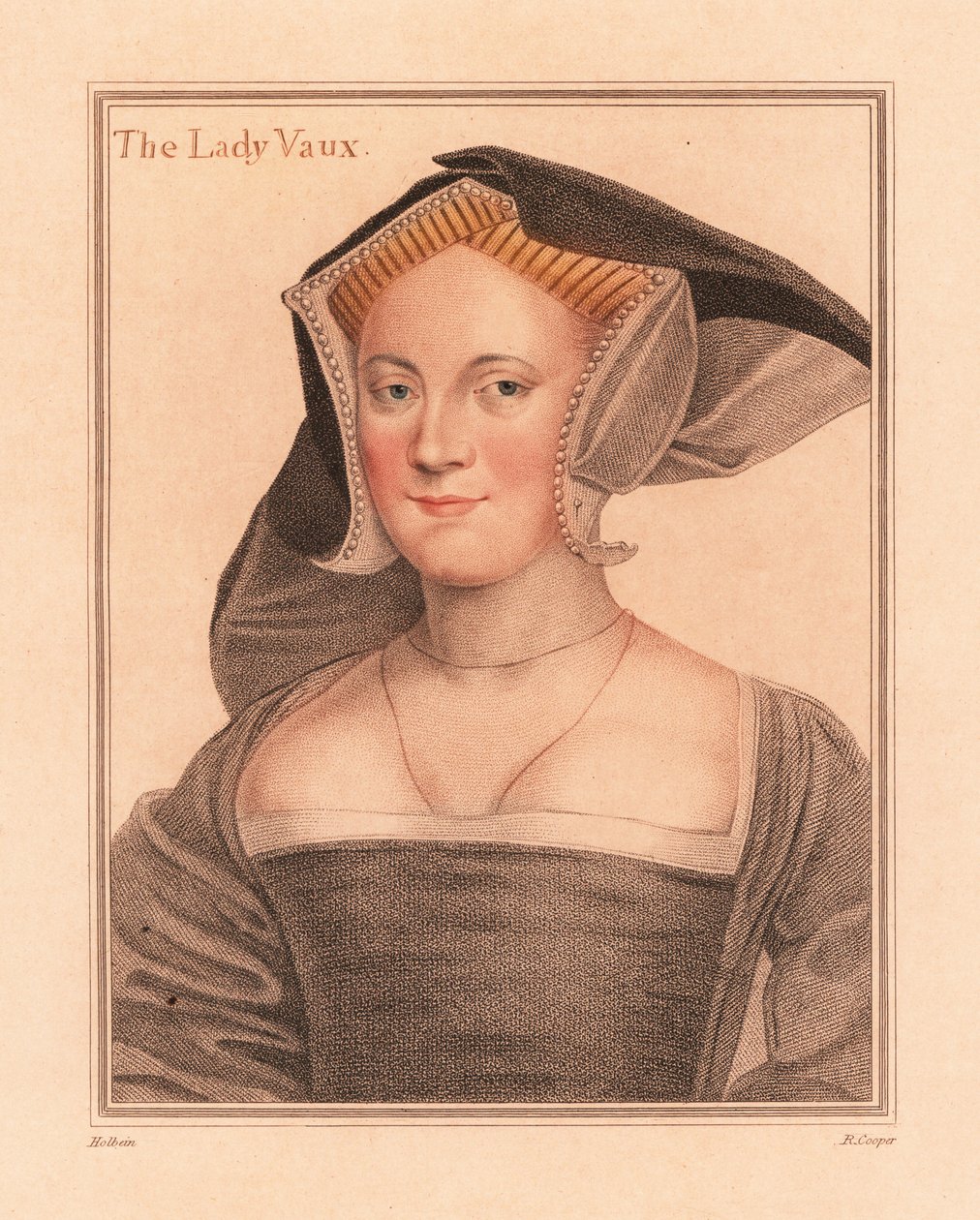 Elizabeth Cheney, Lady Vaux., 1812 (rytina) od Hans (after) Holbein the Younger