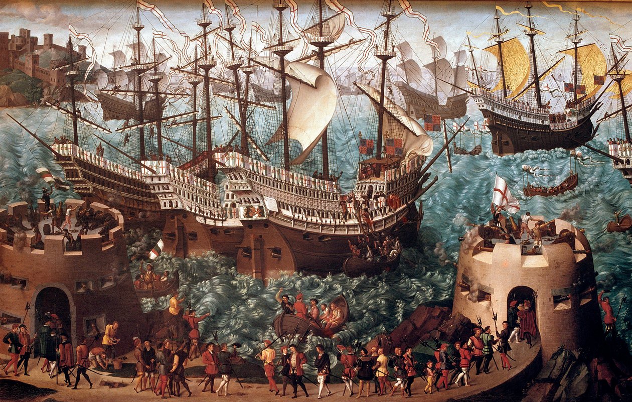 Nalodění Jindřicha VIII. (1491-1547) v Doveru na galion Henri Grace a Dieu” u příležitosti obchodu podepsaného s Francoisem I. (Camp du Drap d