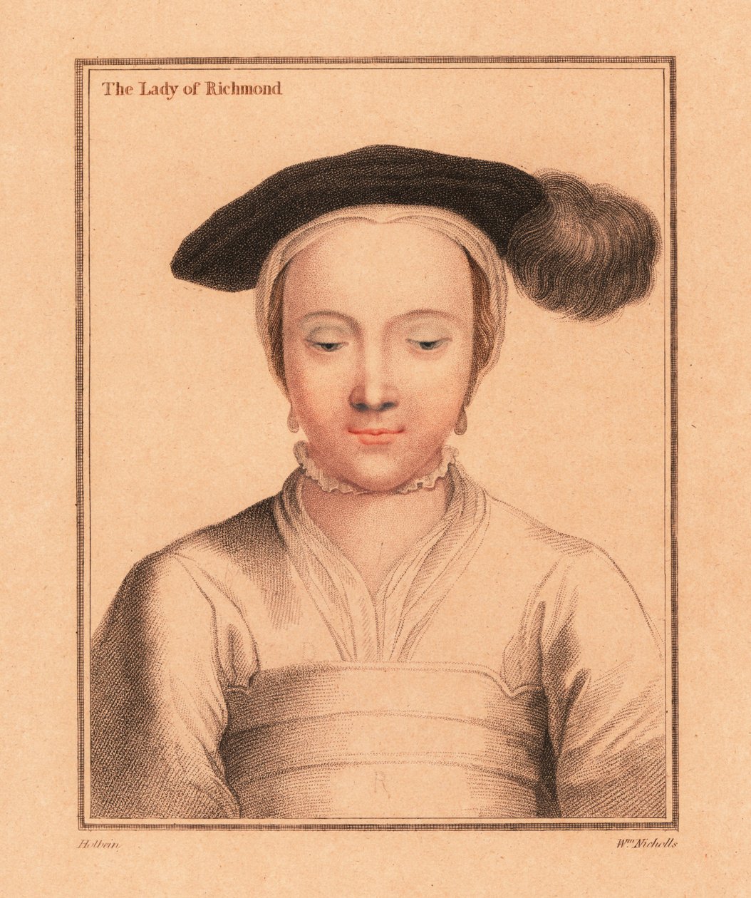 Mary FitzRoy, vévodkyně z Richmondu a Somersetu., 1812 (rytina) od Hans (after) Holbein the Younger
