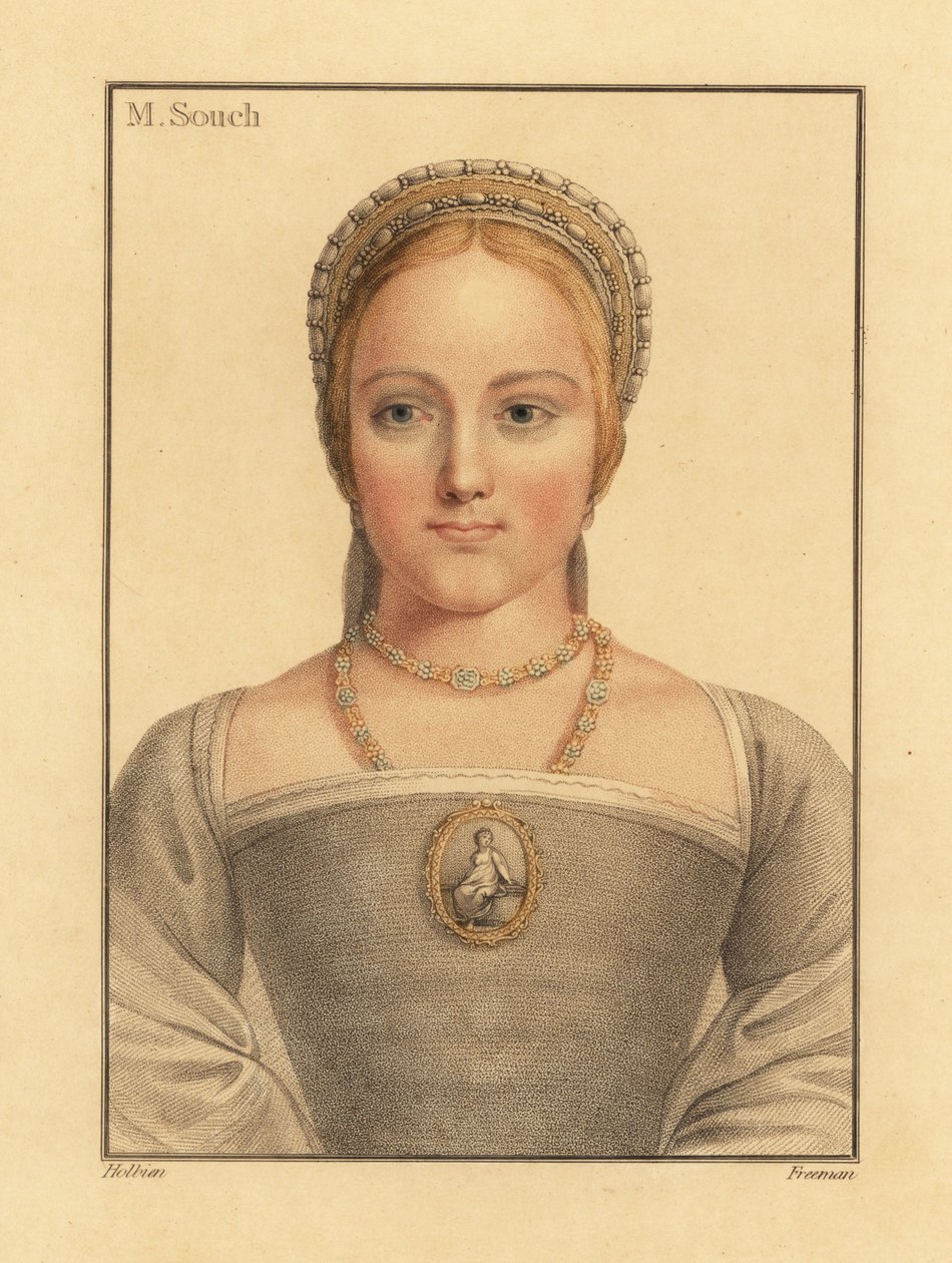 Mary Zouch, dáma čekající na Jane Seymour., 1812 (rytina) od Hans (after) Holbein the Younger