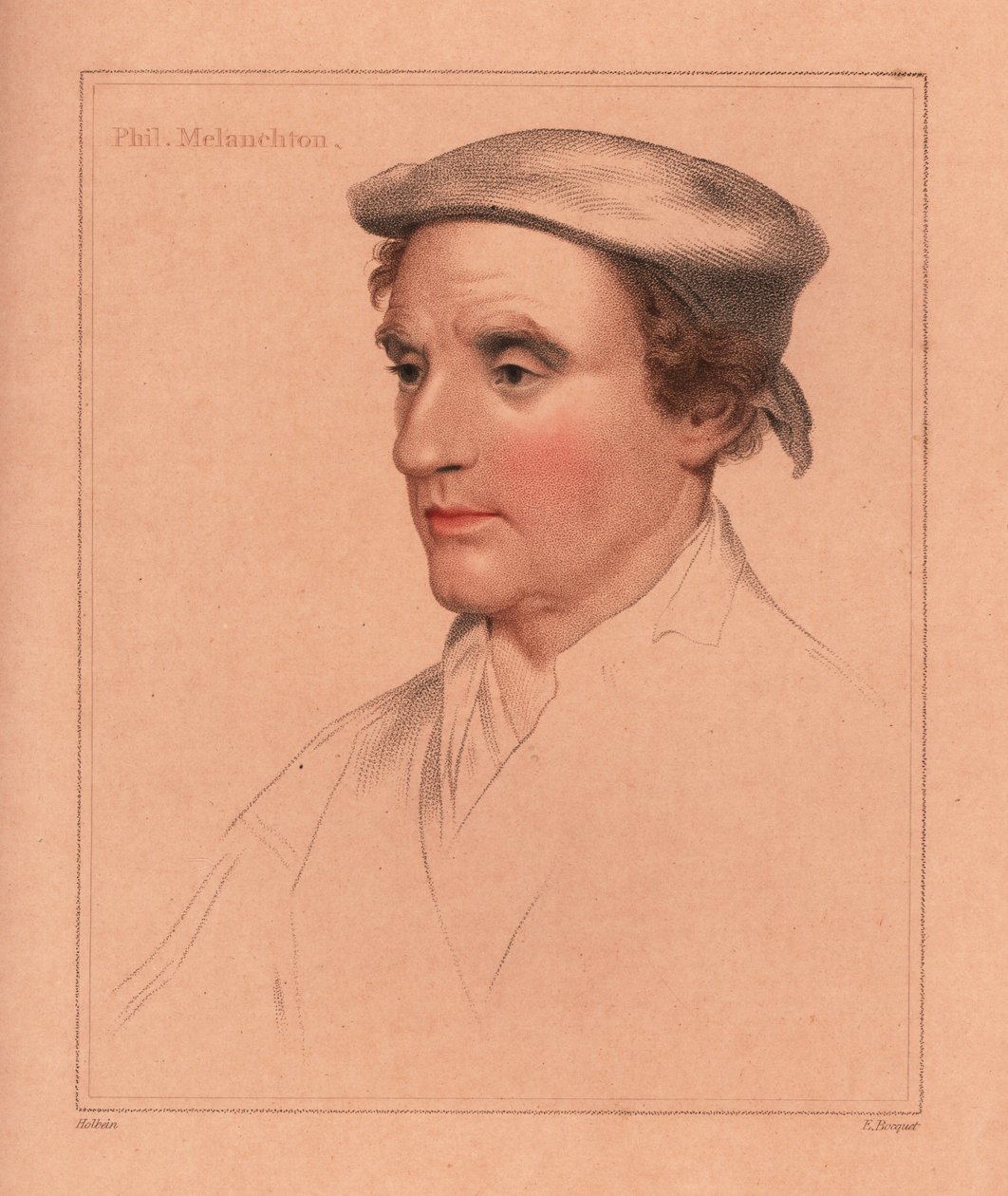 Philip Melanchton nebo neznámý muž., 1812 (rytina) od Hans (after) Holbein the Younger