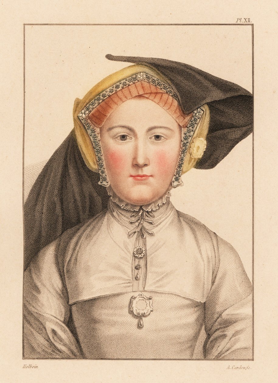Portrét neznámé ženy ze dvora krále Jindřicha VIII., 1812 (rytina) od Hans (after) Holbein the Younger