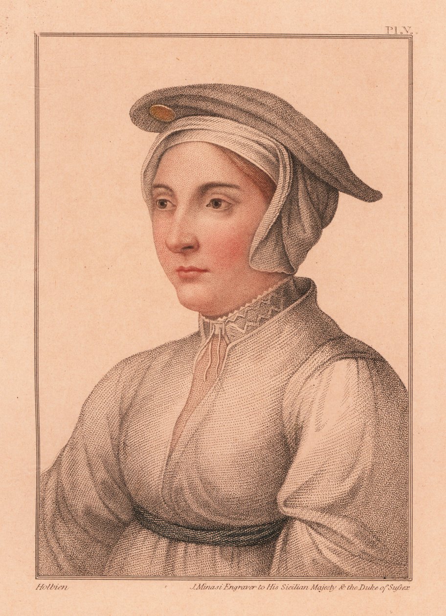 Portrét neznámé ženy ze dvora krále Jindřicha VIII., 1812 (rytina) od Hans (after) Holbein the Younger