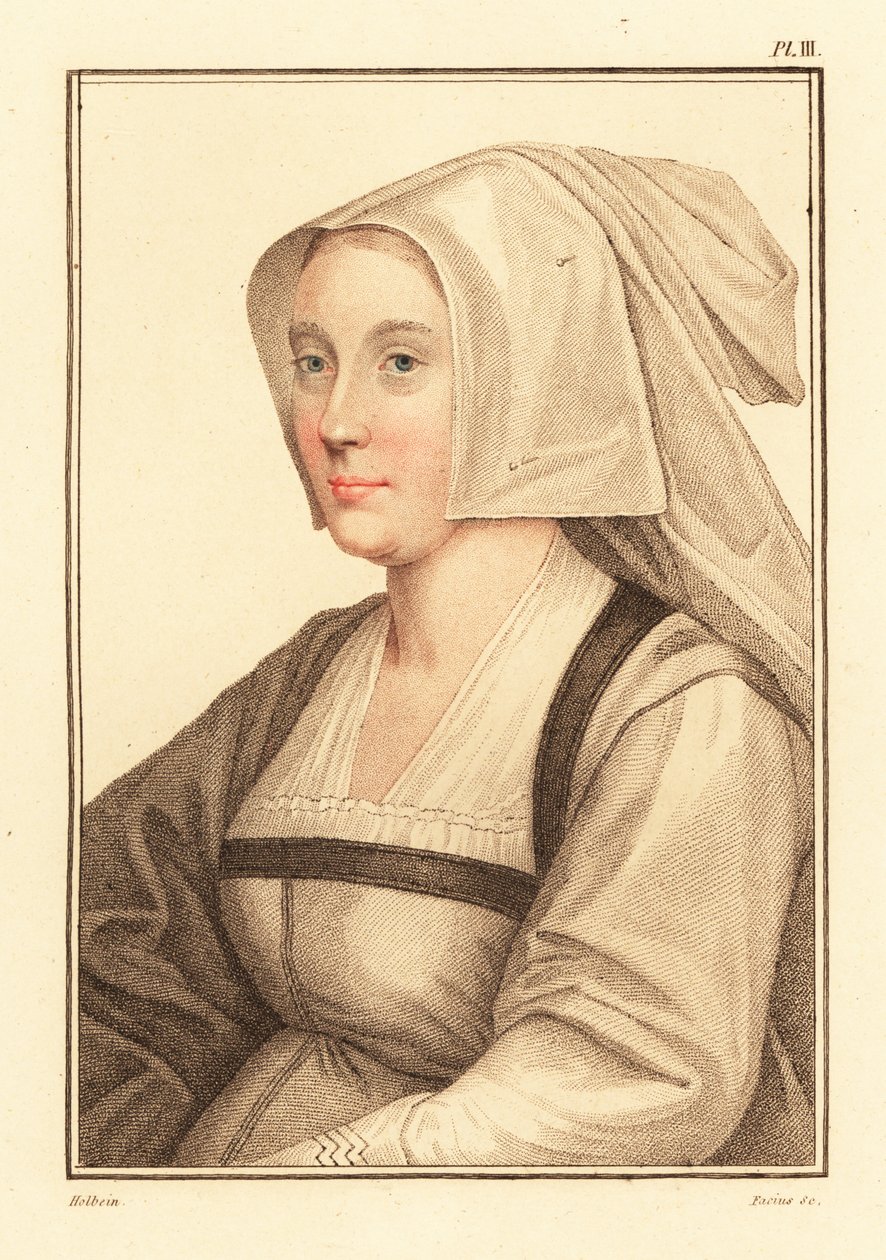 Portrét neznámé ženy ze dvora krále Jindřicha VIII., 1812 (rytina) od Hans (after) Holbein the Younger