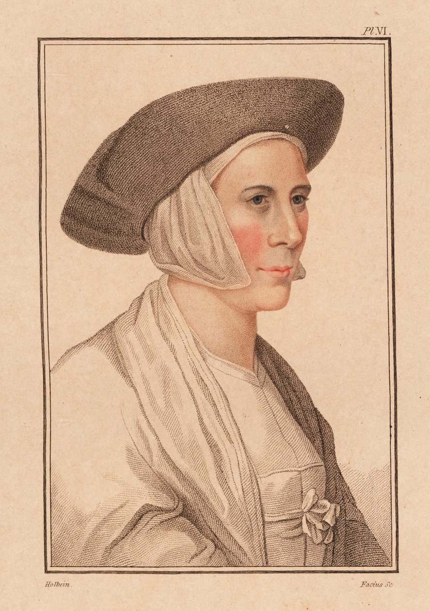 Portrét neznámé ženy ze dvora krále Jindřicha VIII., 1812 (rytina) od Hans (after) Holbein the Younger