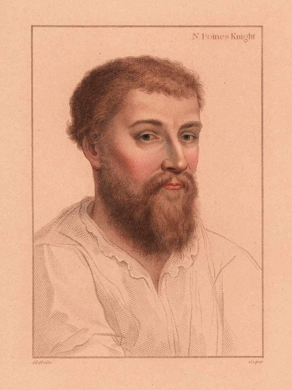 Sir Nicholas Poyntz (1510-1556), anglický dvořan., 1812 (rytina) od Hans (after) Holbein the Younger