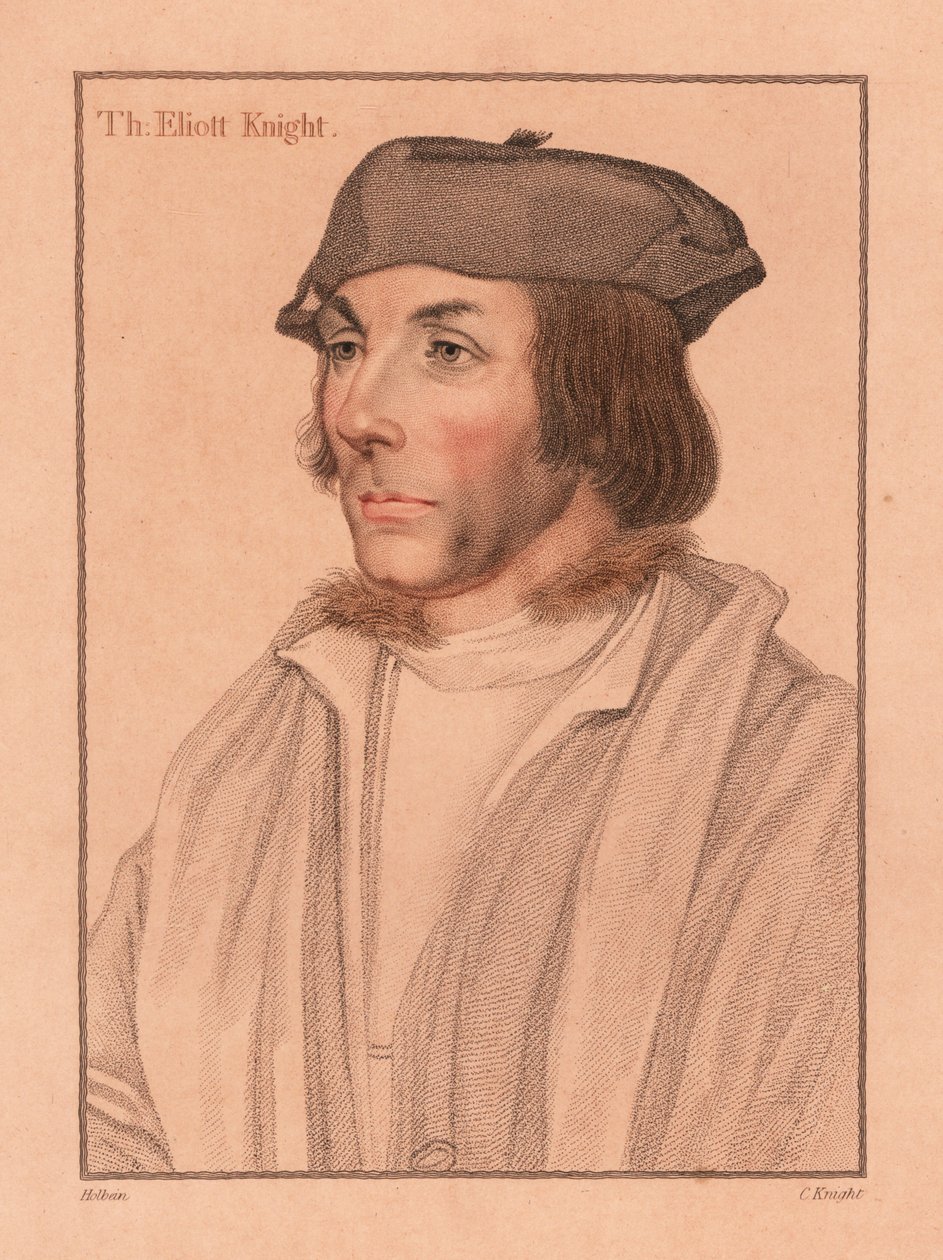 Sir Thomas Elyot, anglický diplomat a učenec., 1812 (rytina) od Hans (after) Holbein the Younger