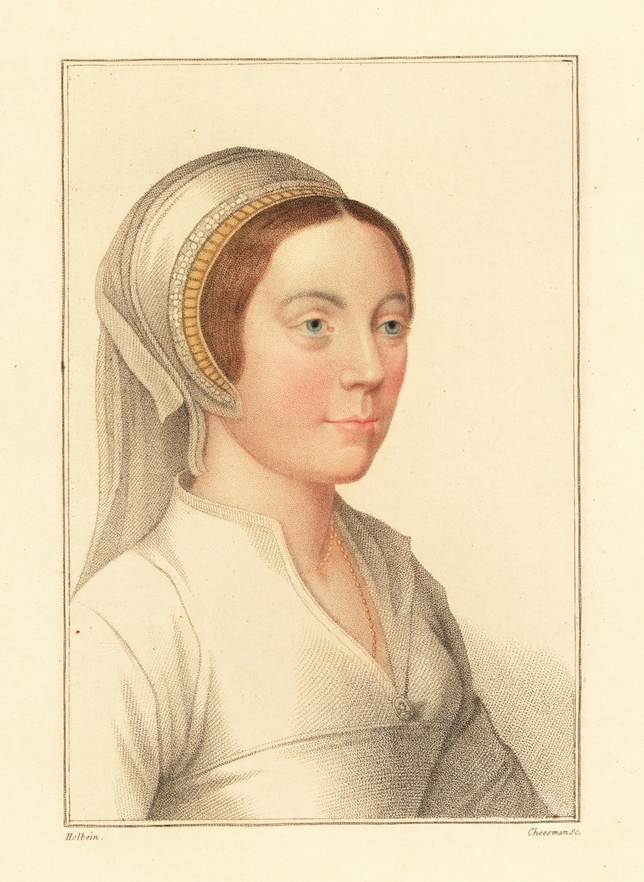 Neznámá žena, dvůr krále Jindřicha VIII., 1812 (rytina) od Hans (after) Holbein the Younger