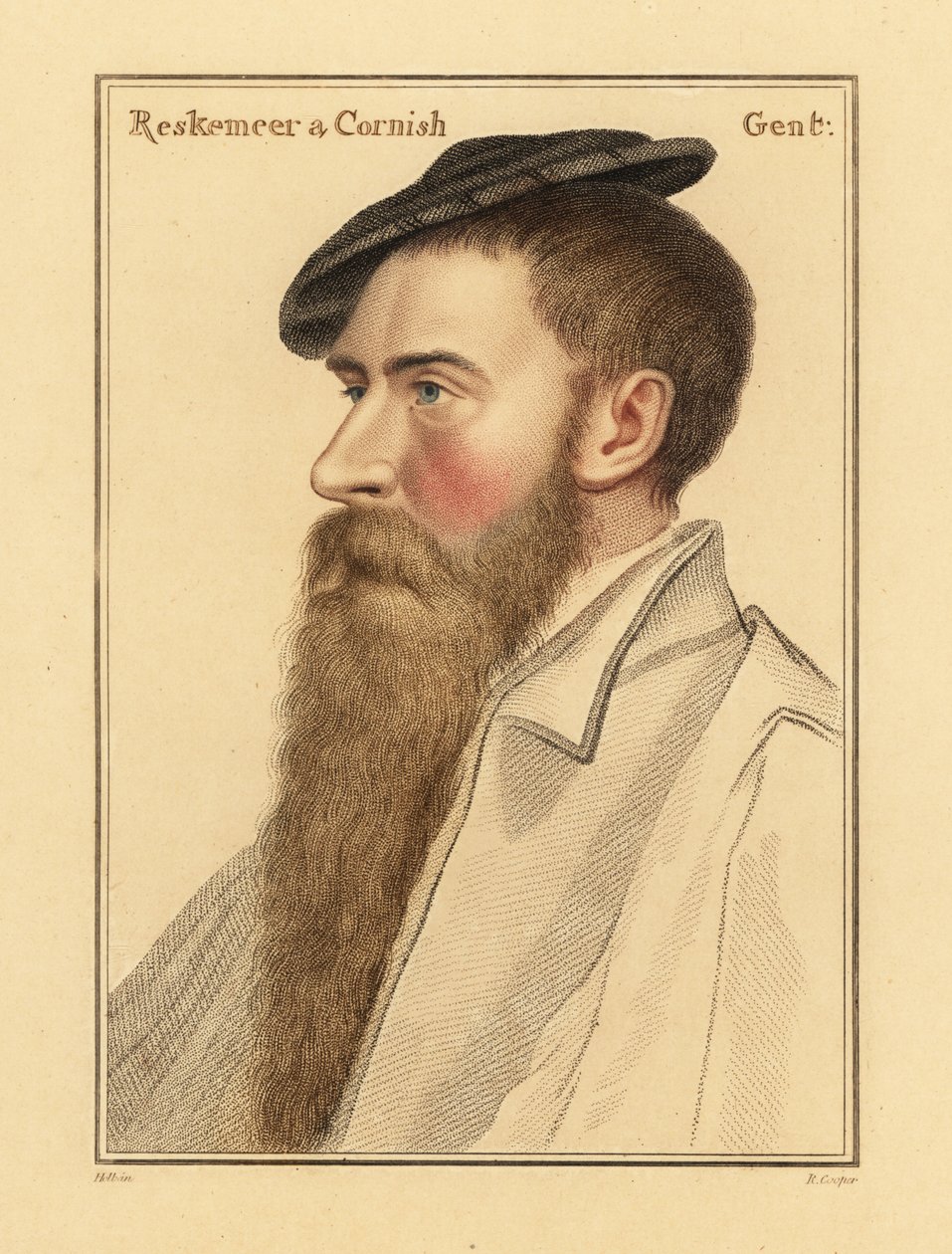 William Reskimer, dvořan krále Jindřicha VIII. ,1812 (rytina) od Hans (after) Holbein the Younger