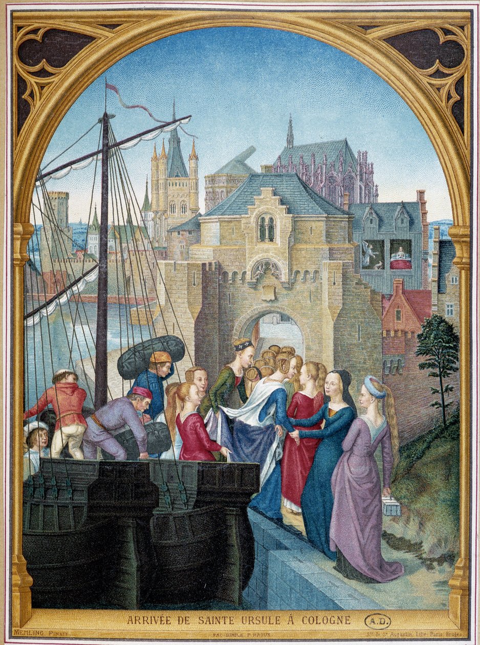 Přistání Svaté Uršuly v Kolíně, od cca. šachy svaté Uršule od Memlinga od Hans (after) Memling