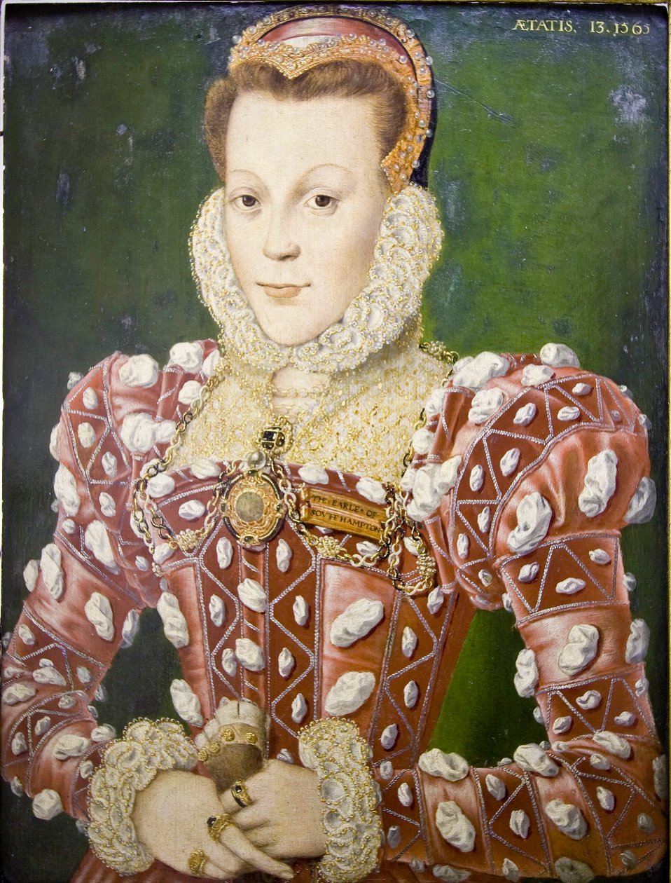 Portrét Mary Browne, hraběnky ze Southamptonu od Hans (attr. to) Eworth or Ewoutsz