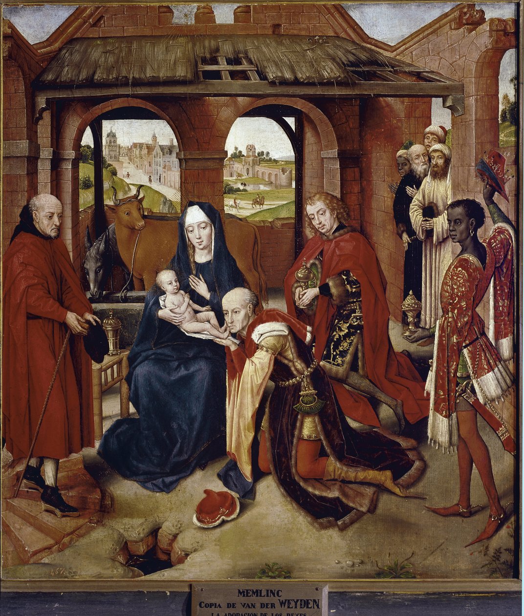 Klanění tří králů, Centrální panel Polyptychu z Loo (olej na dřevě od Hans (attr.to) Memling
