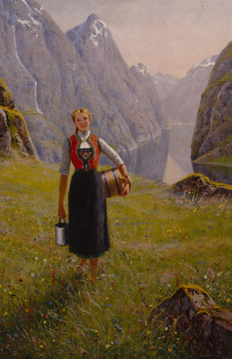 Dairymaid (olej na plátně) od Hans Andreas Dahl