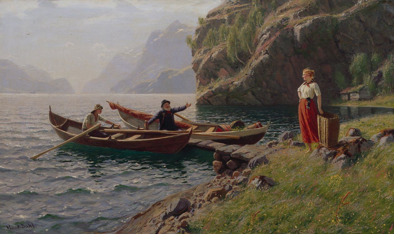 Každodenní život ve fjordech (olej na plátně) od Hans Andreas Dahl