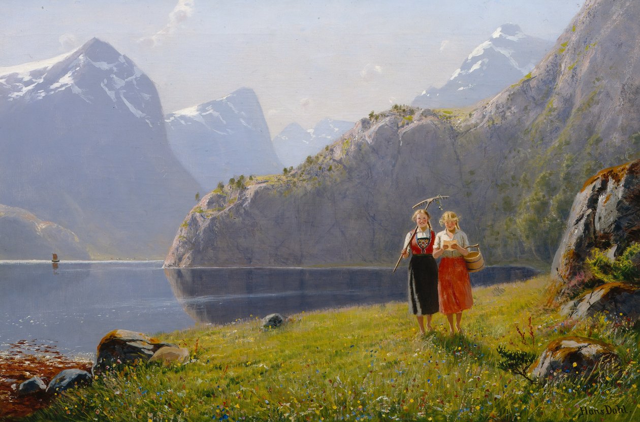 Letní den na Balestrandu (olej na plátně) od Hans Andreas Dahl
