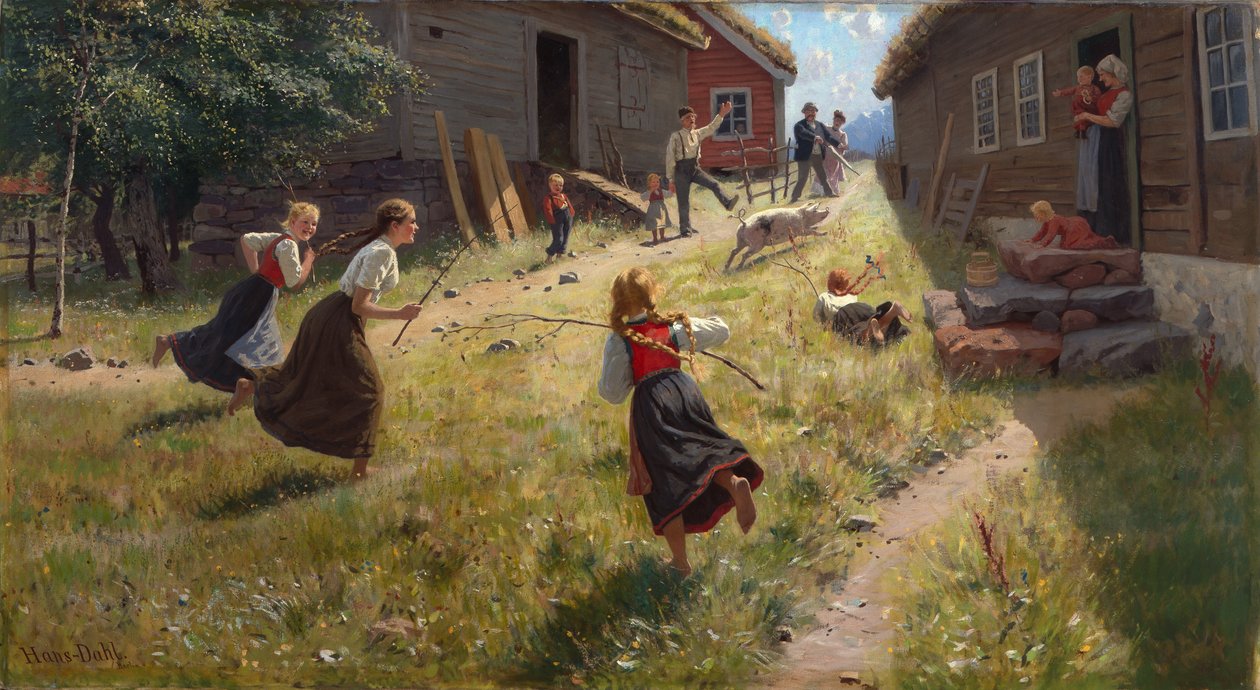 The Pig is Loose (olej na plátně) od Hans Andreas Dahl