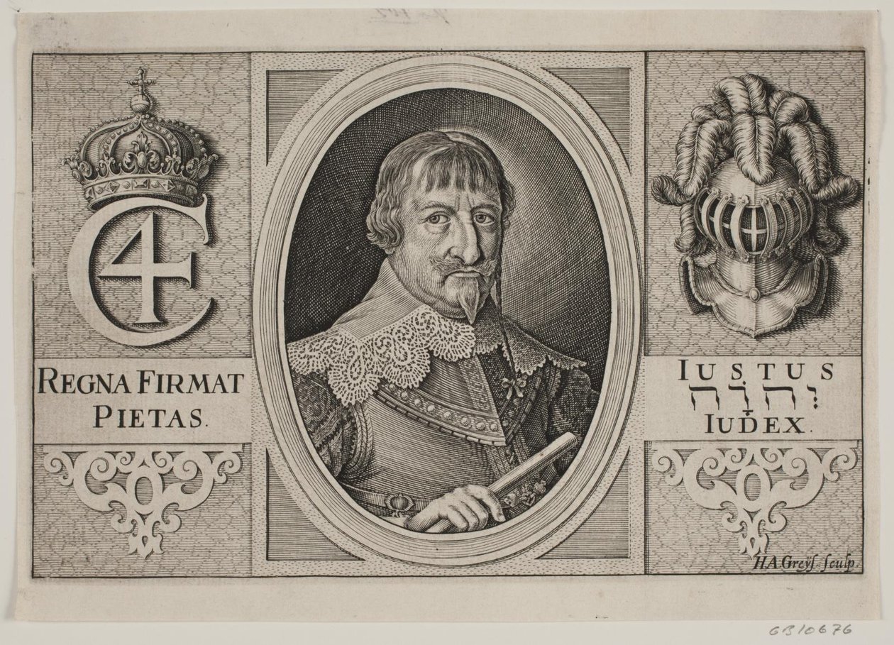 Kristián IV. Ilustrace pro Peder Vinstrup, "Dánský hornblower", 1644 od Hans Andreas Greys
