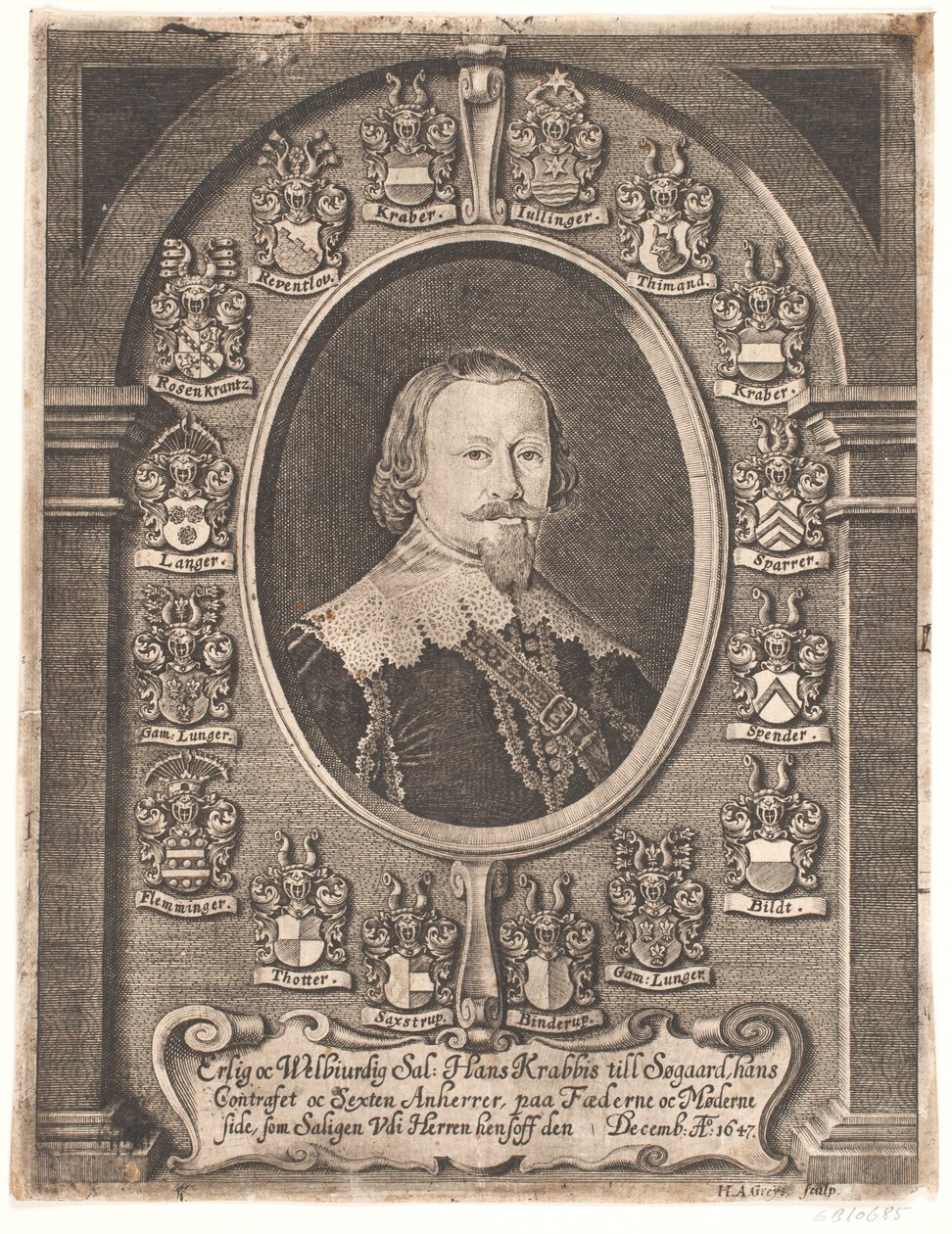 Hans Krabbe do Søgård. Z pohřebního kázání 1648 od Hans Andreas Greys