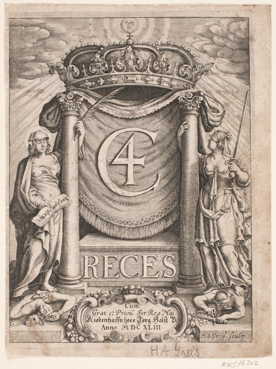 Titulní strana pro Christian IV Reces 1643 od Hans Andreas Greys
