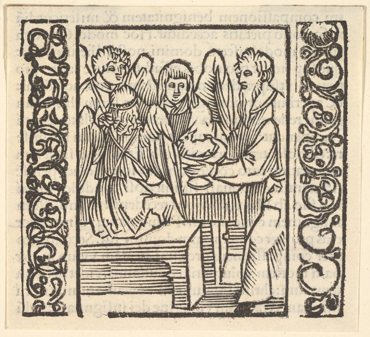 Andělé sloužili u stolu, ilustrace ze Speculum Passionis, 1507, 1507. od Hans Baldung