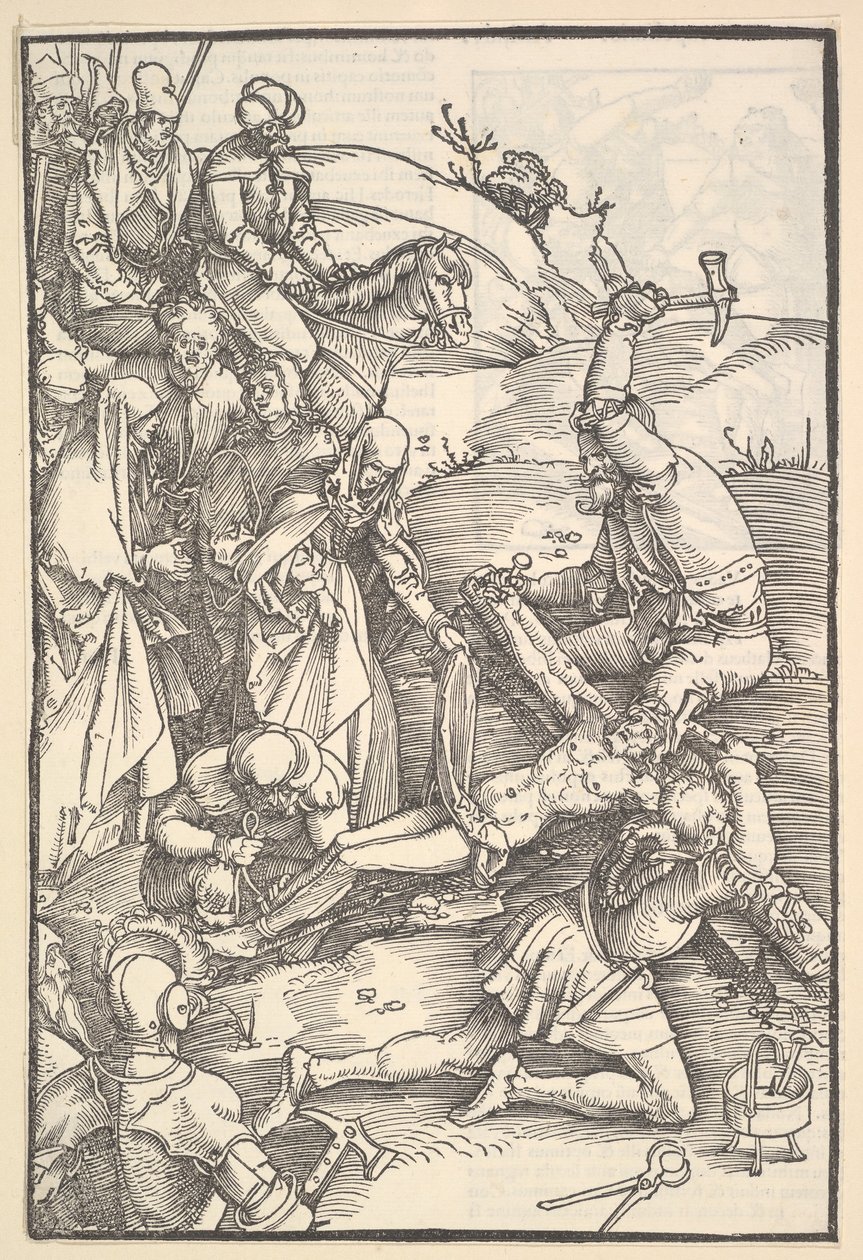 Kristus přibitý na kříž, verso: Kristus přibitý na kříž, ze Speculum Passionis Dom..., 1507. od Hans Baldung