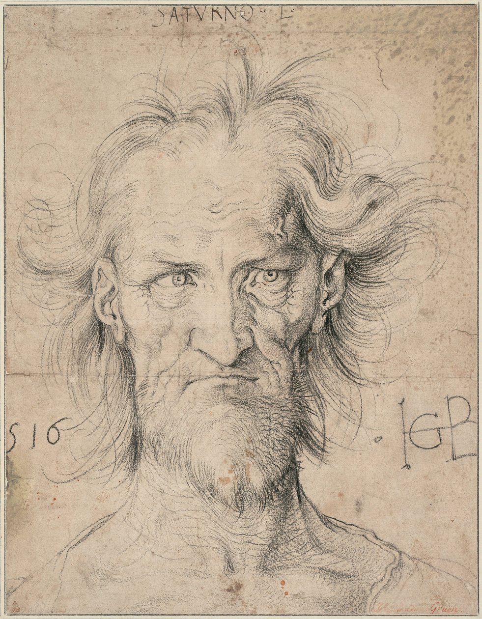 Hlava vousatého starce Saturn, 1516 od Hans Baldung