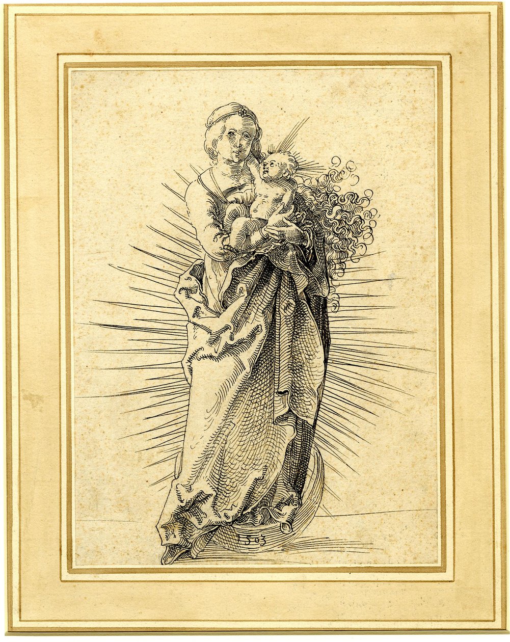 150593001 Panna s dítětem na půlměsíci. 1503 Pero a černý inkoust od Hans Baldung Grien