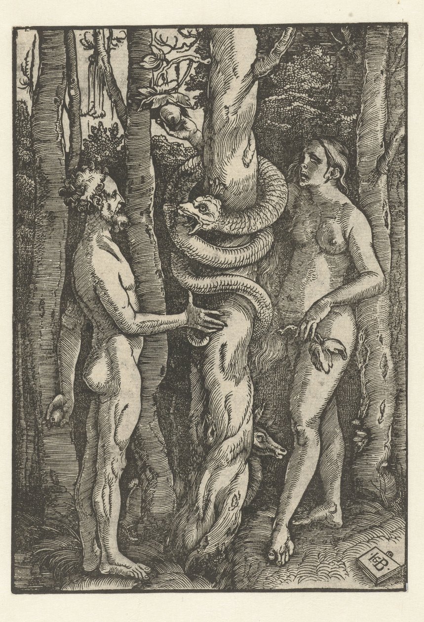 Adam a Eva s hadem Pokušení od Hans Baldung Grien