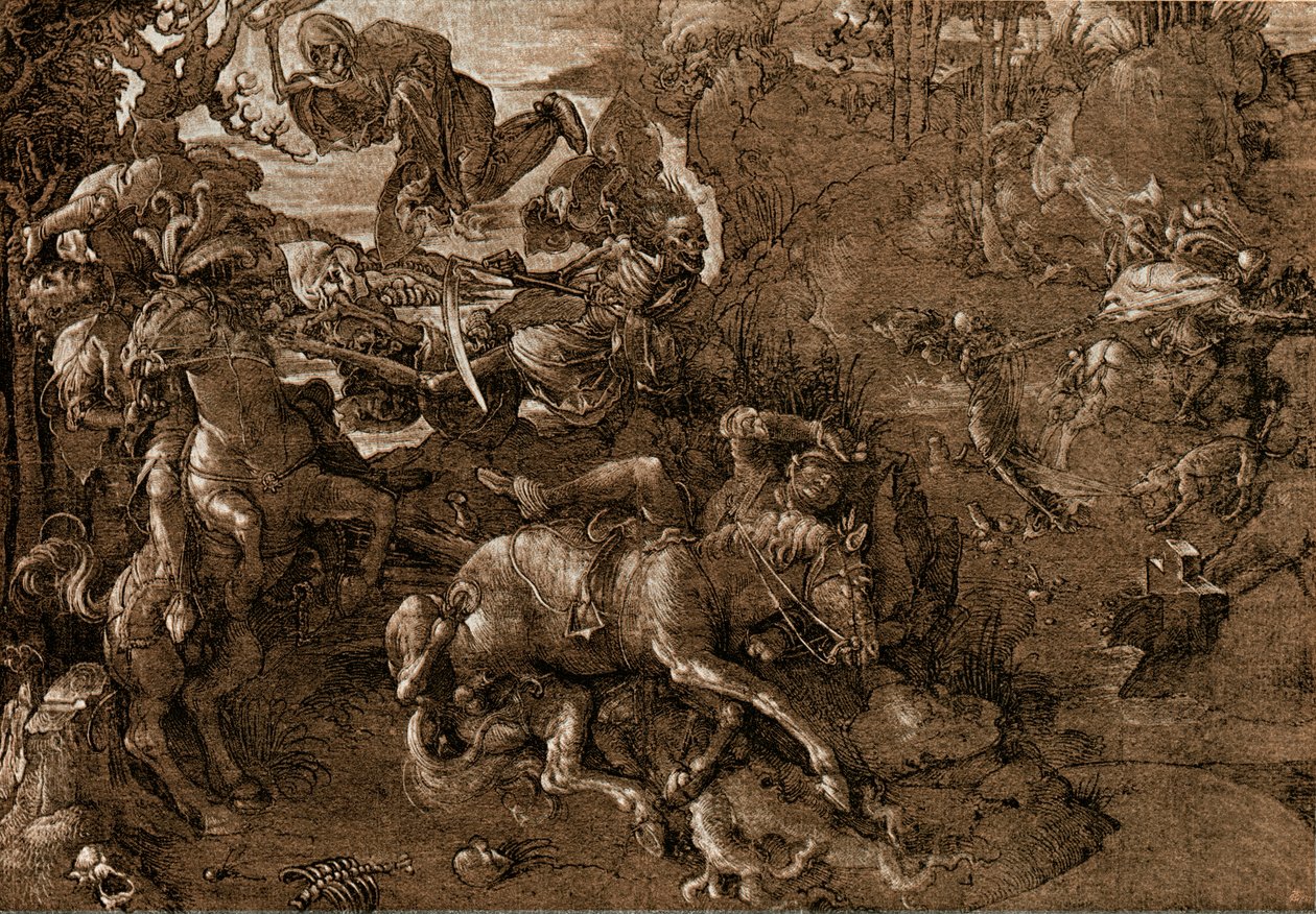 Bitva rytířů se smrtí od Hans Baldung Grien