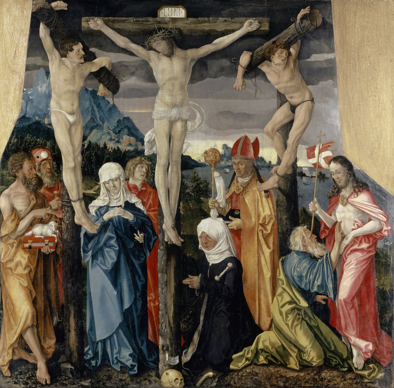 Kristus ukřižovaný se zloději, svatými a donátorkou, 1512 od Hans Baldung Grien