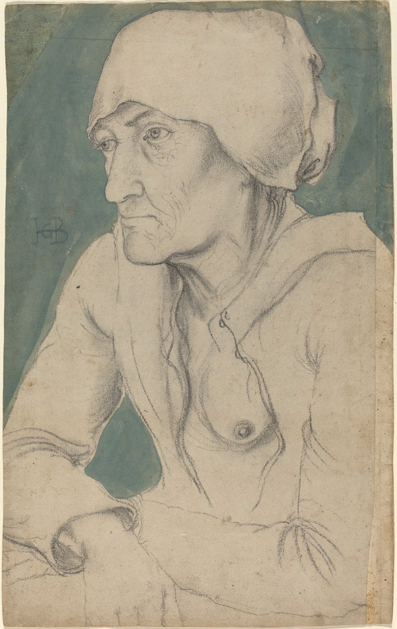 Polopostava stařeny s čepicí od Hans Baldung Grien
