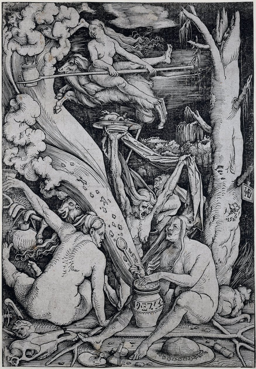 Čarodějnice kouzlí během čarodějnického sabatu od Hans Baldung Grien
