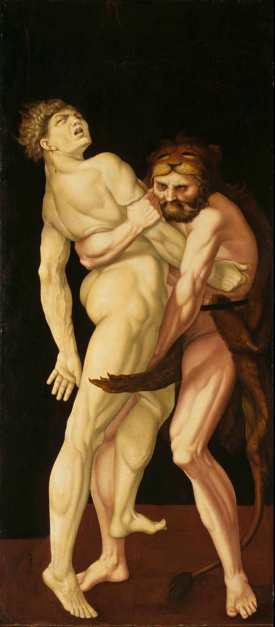 Héraklés a Antaeus od Hans Baldung Grien