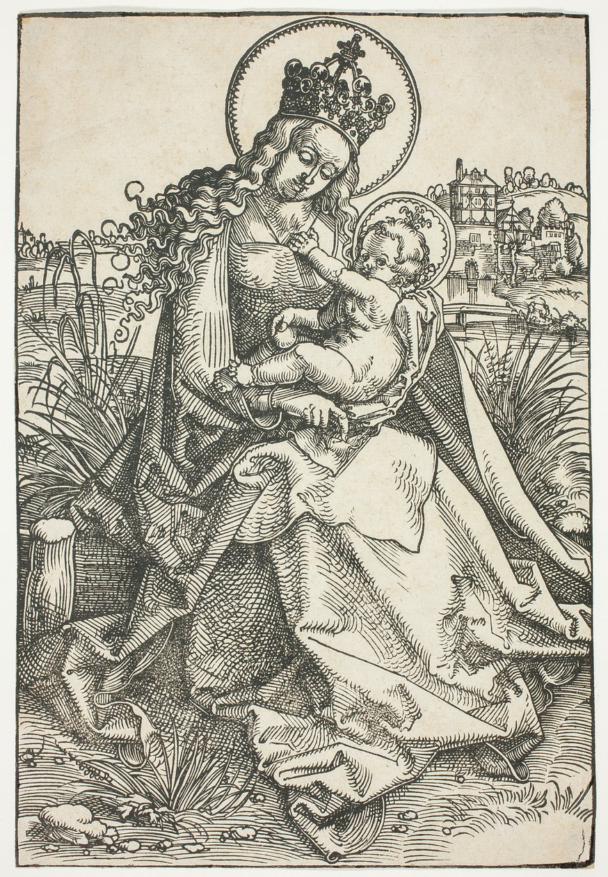 Madonna a dítě na travnaté lavičce od Hans Baldung Grien