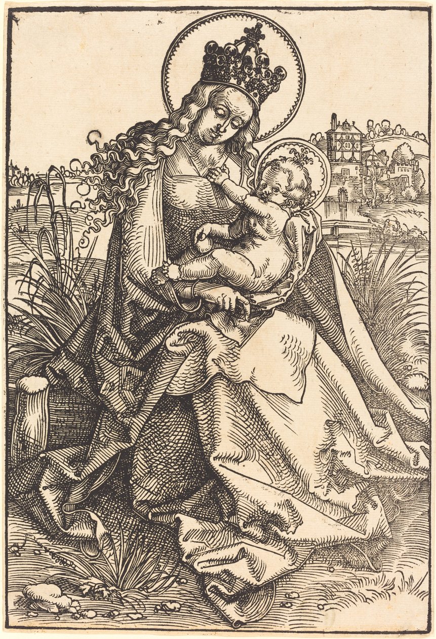 Madonna a dítě na travnatém břehu od Hans Baldung Grien