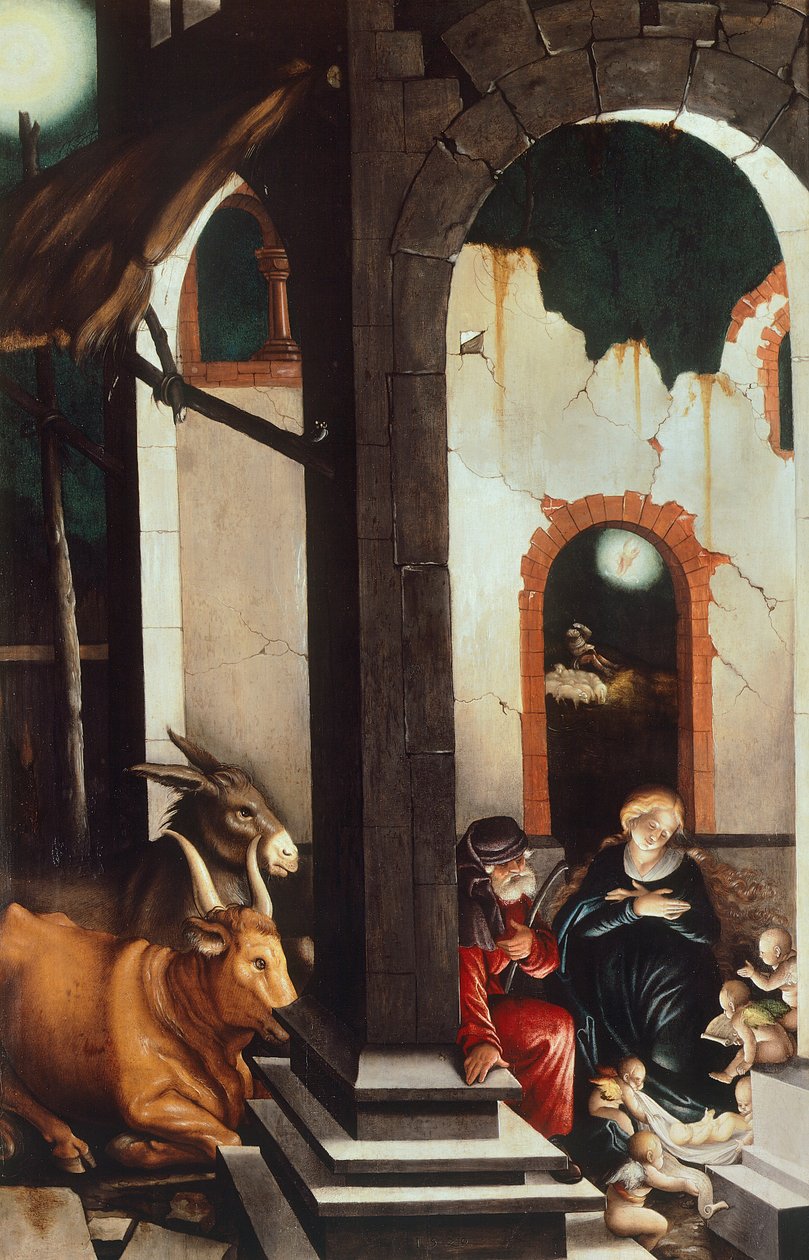 Narození Páně, Hans Baldung (1484-1485 - 1545), panel od Hans Baldung Grien