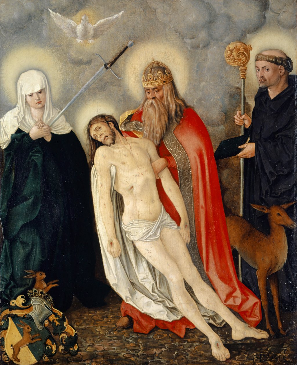 Nejsvětější Trojice mezi Bolestnou Paní a svatým Jiljím, kolem 1513-16 od Hans Baldung Grien