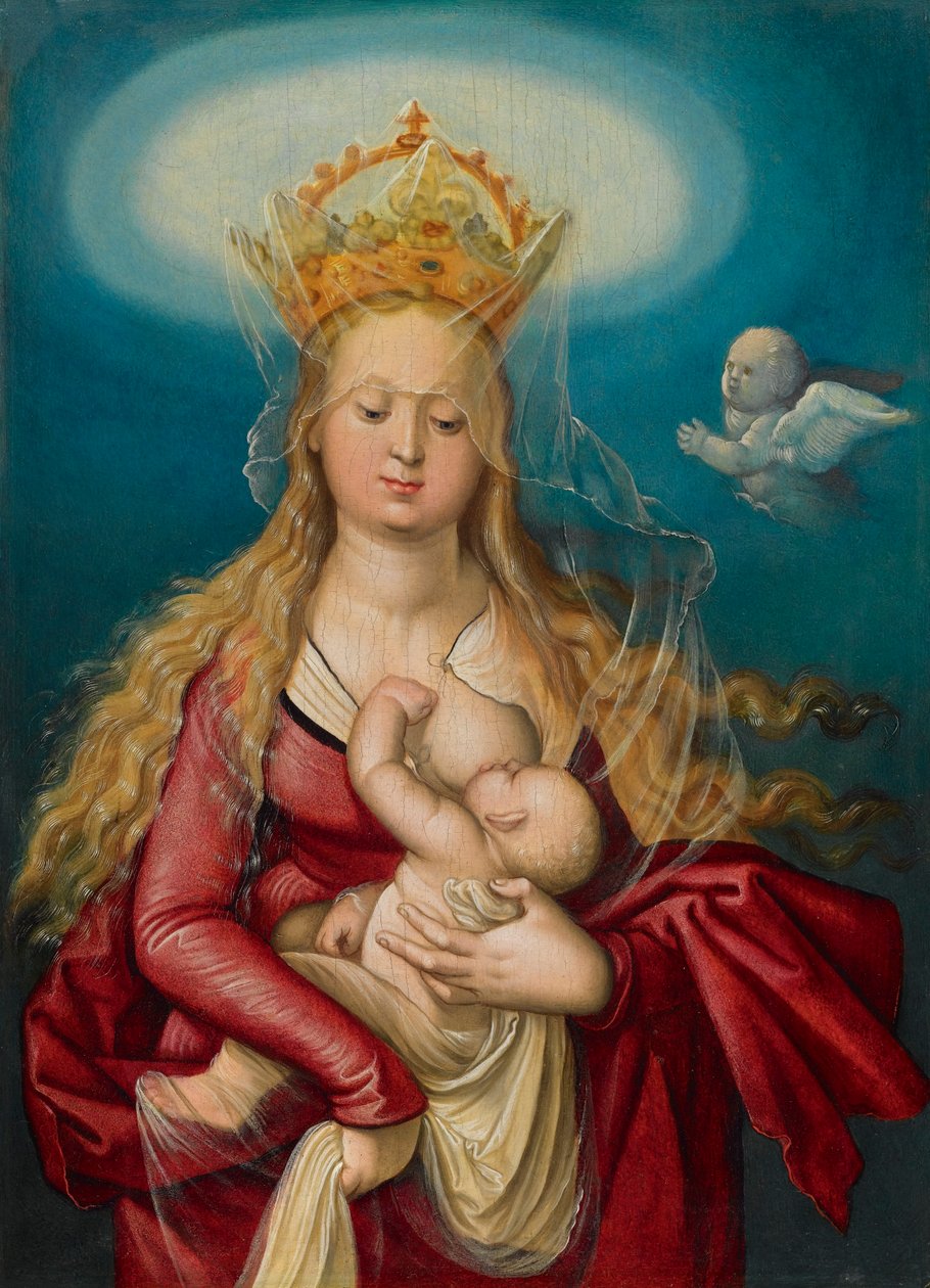 Panna jako královna nebes kojící malého Krista od Hans Baldung Grien
