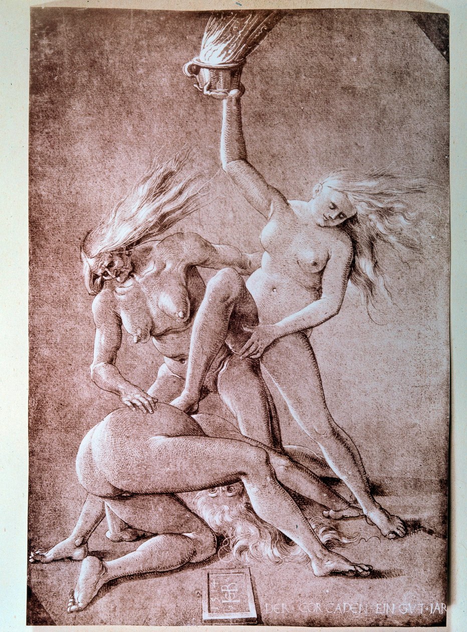 Kresba tří čarodějnic Hans Baldung dit Grien (1484-1545) od Hans Baldung Grien