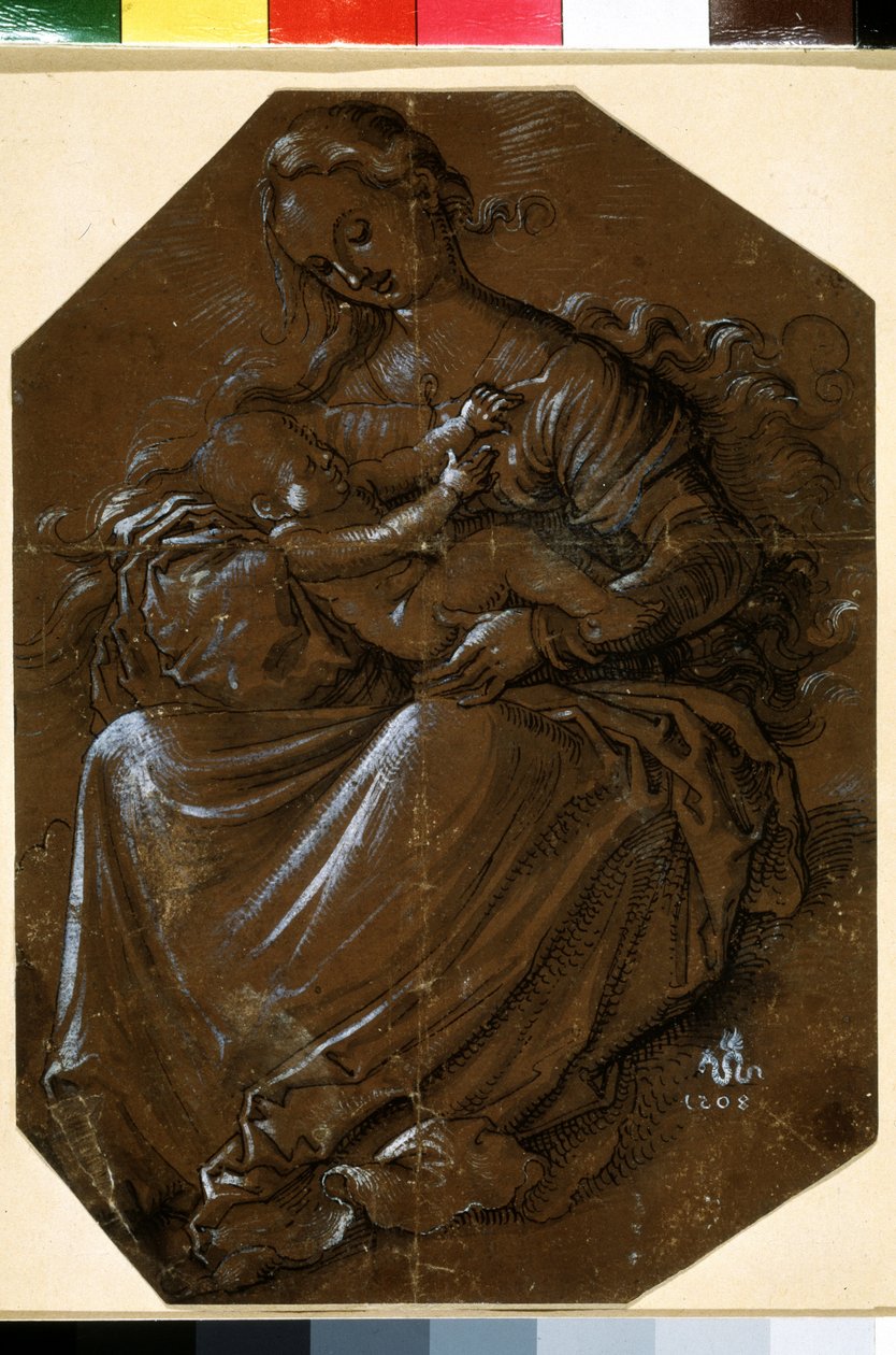 "Panna a dítě" (Virgin and Child) Kresba tuší a perem na hnědém papíře od Hanse Baldunga (1484-1545) Puškinovo muzeum ze 16. století, Moskva od Hans Baldung Grien