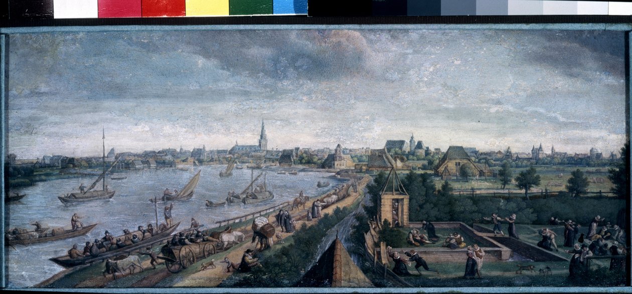 ""Country amusements"" (Country amusements) Radosti venkova, scéna procházek po řece, country bál, piknik a venkovní hry. Kvaš od Hanse Bola (1534-1593) 1592 Puškinovo muzeum, Moskva od Hans Bol