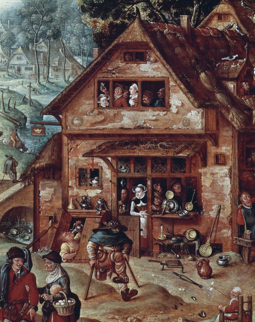 Krčma, detail vesnické scény, obraz Hanse Bola (1534-1593) od Hans Bol