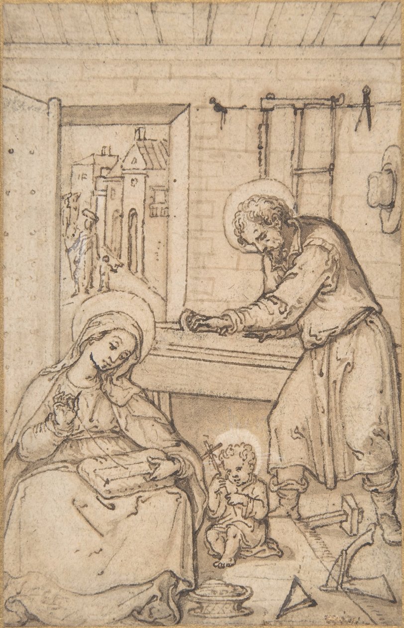 Dětství Kristovo, v tesařské dílně, 1534-93. od Hans Bol.
