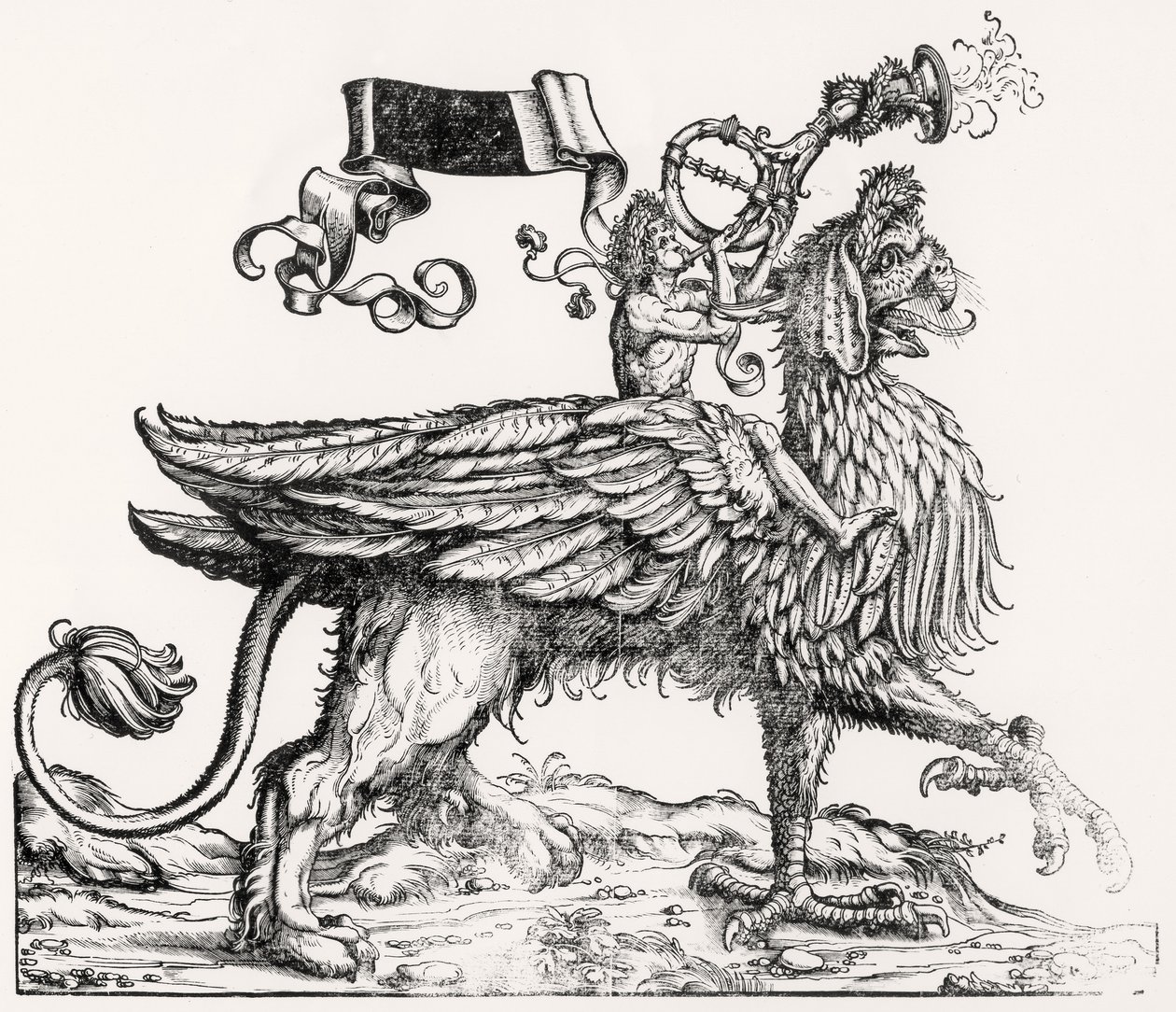 A Mounted Griffin, od Maximilians Triumphal Procession, c.1516-18 od Hans Burgkmair