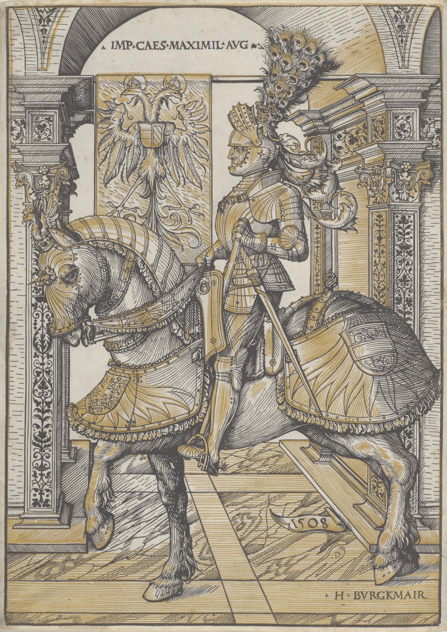 Jezdecký portrét císaře Maxmiliána I., 1508 od Hans Burgkmair