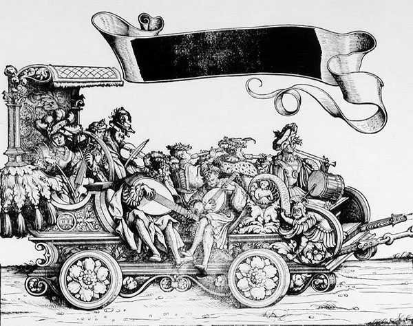 Hudební doprovod, od Maximilians Triumphal Procession, c.1516-18 od Hans Burgkmair