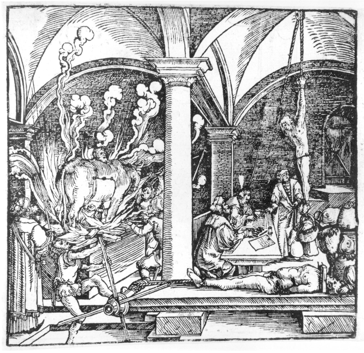 Výslech, ilustrace z knihy Cicera Teutsche, Augsbourg, 1533 od Hans Burgkmair